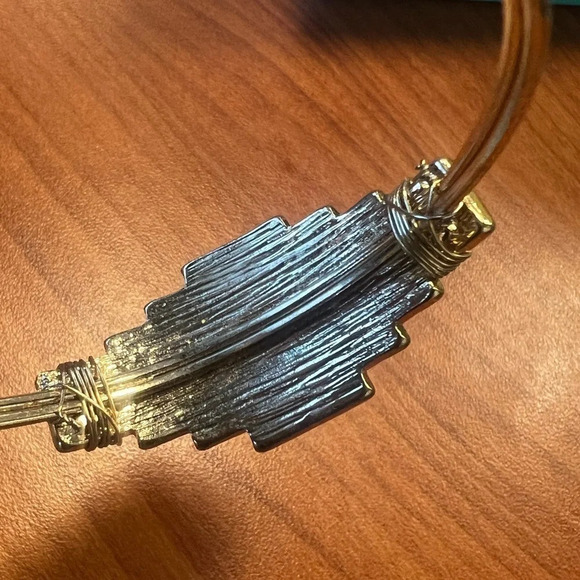 Cross Enamel Gray, White, and Black Gold Tone Bracelet - Picture 7 of 10